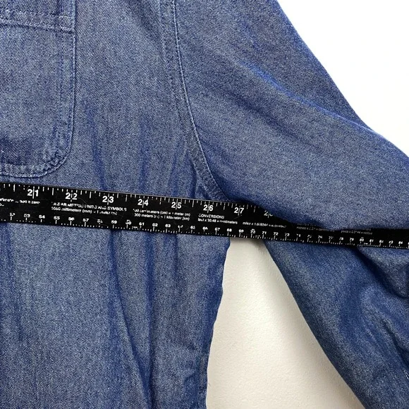 Wrangler Jacket Mens‎ 2XL Blue Sherpa Lined Denim Shirt Jacket Shacket Pockets - Picture 8 of 11